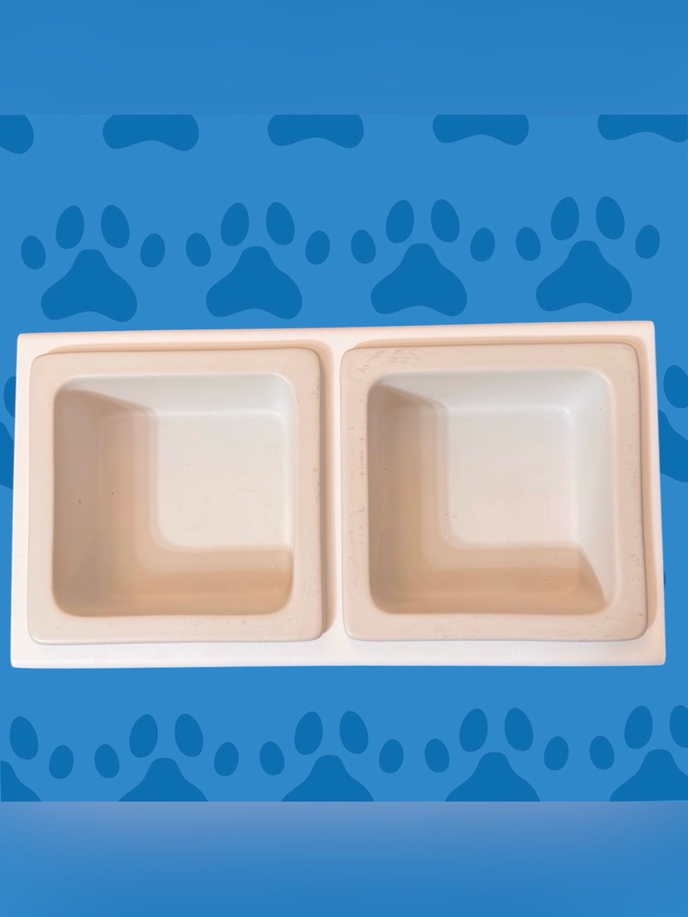 YAMAZAKI Dog/Cat Pet Food Bowl - Steel + Ceramic White